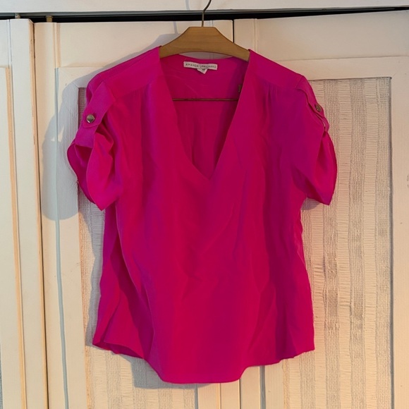 Amanda Uprichard Tops - Amanda Uprichard Hot Pink Silk Blouse size Small